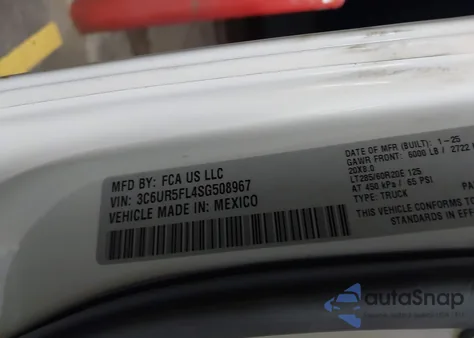 2025 Ram 2500 Laramie 4X4 6'4 Box from USA, damaged, VIN 3C6UR5FL4SG508967